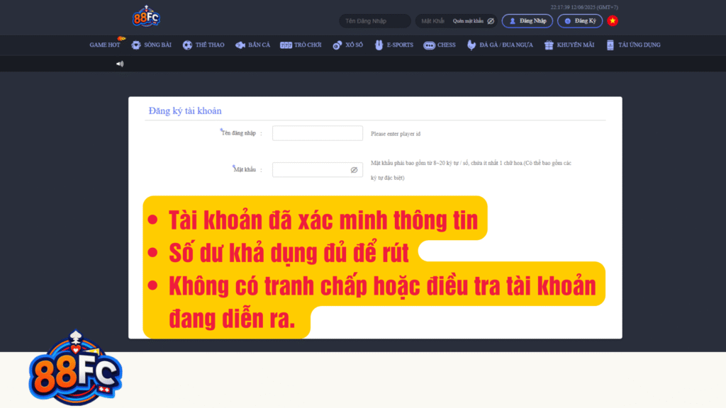 CÁCH RÚT TIỀN TỪ NHÀ CÁI 88FC 
