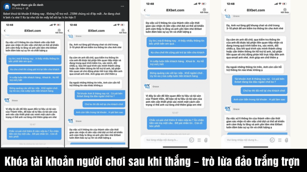 Nhà cái 8XBET lừa đảo 